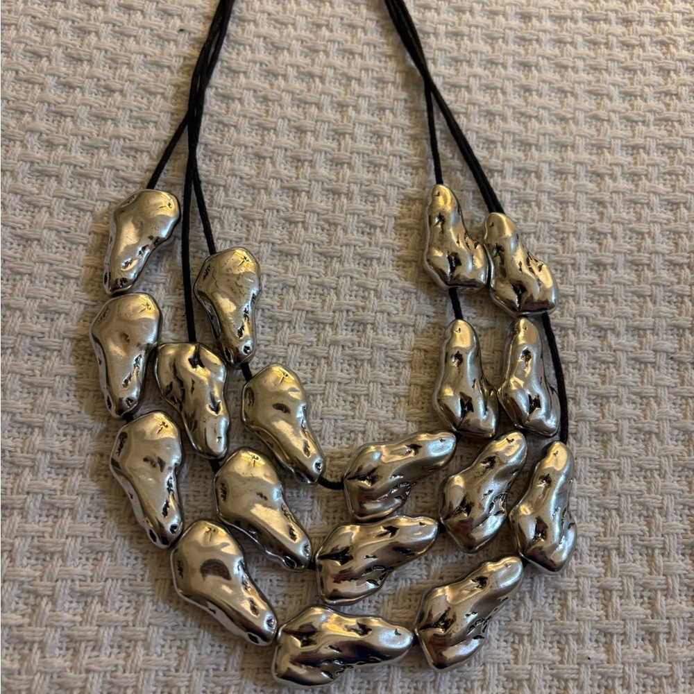Elegant Silver Nugget Necklace
